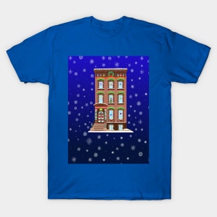 Christmas Decorated Brooklyn Brownstone T-Shirt